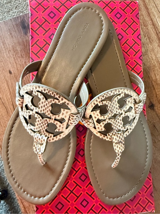 Tory Burch Shoes - Tory Burch Miller Stamped Snake Leather in Smoke Roccia and Wild Mushroom - 9.5